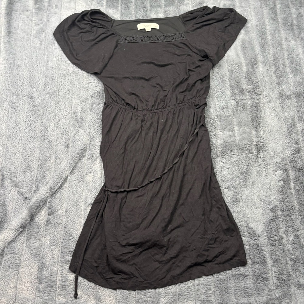 LOFT Petites Black Crochet Trim Flutter Sleeve Knit Dress MP 13703